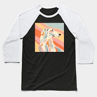 Retro Borzoi: Pastel Pup Revival Baseball T-Shirt